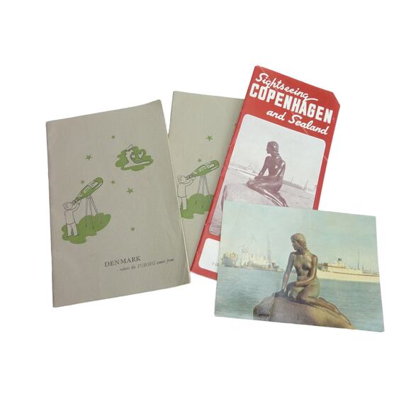 Vintage Denmark Copenhagen Brochure 1961 Mermaid Postcard Mogens Lind Book - Picture 1 of 8